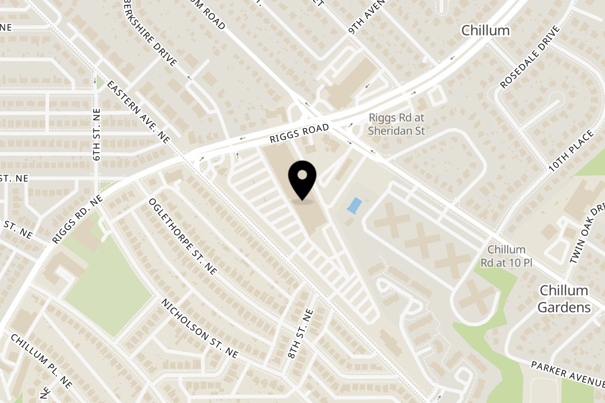 Map showing the location of America's Best Wings Eastern Ave on 5811 Eastern Ave NE in Chillum